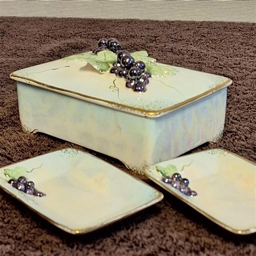 Vintage Art Deco Trinket Box and 2 Tray Set - Etsy