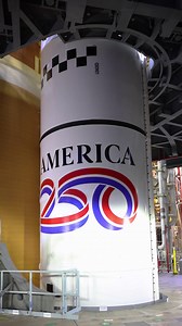 A defining moment of American exploration. The America250 emblem is displayed on the twin solid rocket boosters of the SLS (Space Launch System) rocket for the Artemis II mission around the Moon. Launch is scheduled for early next year. | NASA Artemis