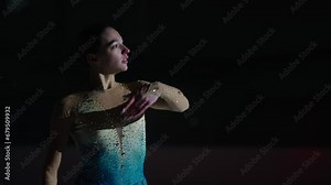 Performance Of Beautiful Woman Figure Skater On Ice, Medium Portrait In Motion, Amazing Dance Show Stock Video