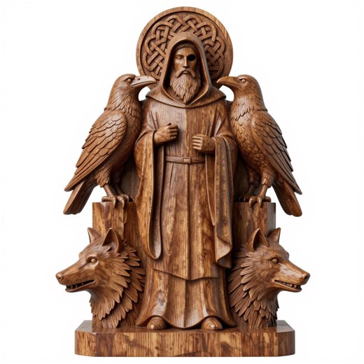 Odin Statue STL | Viking Raven & Wolf Decor (3D Printable Sculpture) - Etsy