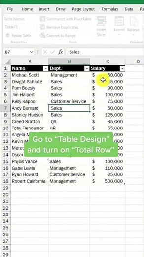 how to use total rows in excel tables #excel #dataextractor