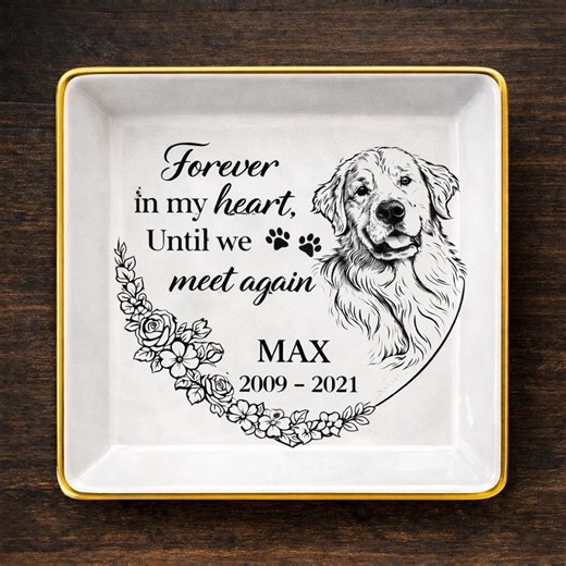 Pet Memorial Jewelry Tray, Custom Pet Name Jewelry Dish, Custom Dog Cat Portrait Ring Dish, Pet Lover Keepsake - Etsy