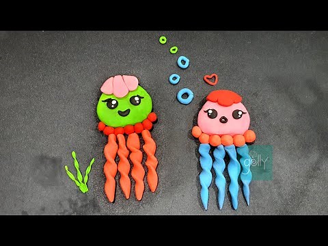 jellyfish polymer clay, how to make jellyfish DIY clay, clay making toy