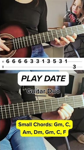 PLAY DATE | Easy GuitarTutorial (Tabs + small chords) Guitar duo