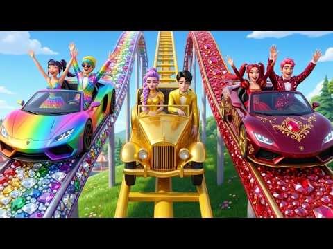 Golden Team VS Ruby Team VS Rainbow Team Roller Coaster Challenge! | Kpop Demon Hunters