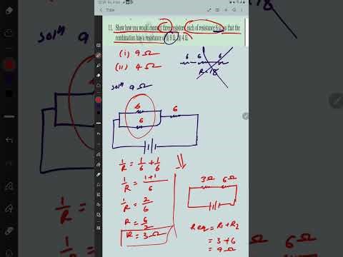#Show how you would connect three resistors, each of resistance 6 Ω, so that