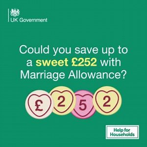 Are you married or in a civil partnership? 💕 Here's a tax saving made for two. Check if you're eligible for Marriage Allowance ⬇️ https://www.gov.uk/marriage-allowance?&utm_source=f.co_hmrcgovuk&utm_medium=social&utm_campaign=marriage_allowance&utm_content=sweets | HMRC