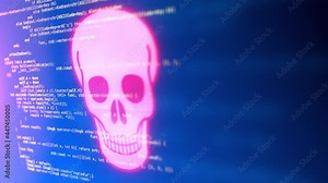 Computer virus attack, cyber security, malware, crime, spying software technology. Writing programming code screen. Website codes on computer. Technology Software background. Blockchain concept