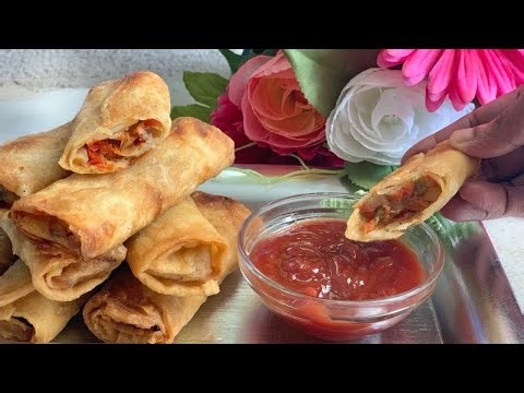 வெஜ் ஸ்ப்ரிங் ரோல்|veg spring roll recipe with homemade spring roll sheet|crispy&crunchy spring roll