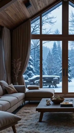 Cozy Winter Cabin Aesthetic with Snowy Forest View ❄️🔥 | Calm & Relaxing Ambience