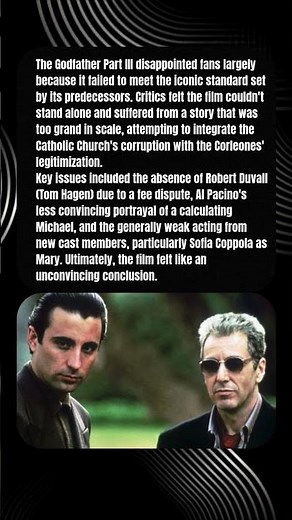 Too Grand, Too Flawed: Why The Godfather Part III Failed to Meet the Iconic Standard