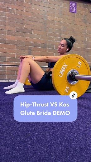 Hip thrust versus kas bridge bridge, let’s discuss⬇️ The fundamentals of both movements are the same. They are both training your glutes/legs in the hip-hinge bridge style motion, they are both training your glutes in the shortened position (when glutes are squeezing/contracting at the top) and overall form cues are similar: -neutral spine or slight posterior pelvic tilt -core engaged -legs form a 90 degree angle when at the top (if you wanted more glutes bias) The difference is in the RANGE OF 