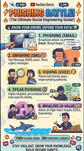 Phishing vs Smishing vs Vishing vs Spear Phishing vs Whaling ‪@cybercrat‬