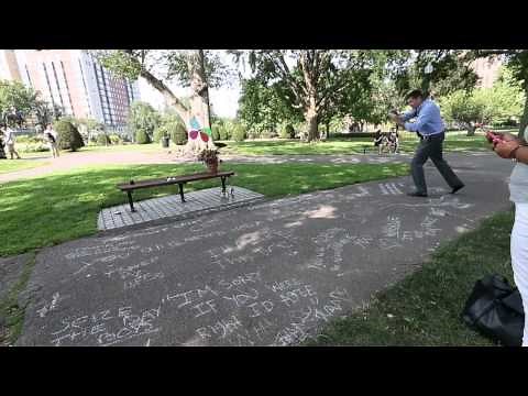 Park bench from "Good Will Hunting", a memorial for Robin Williams