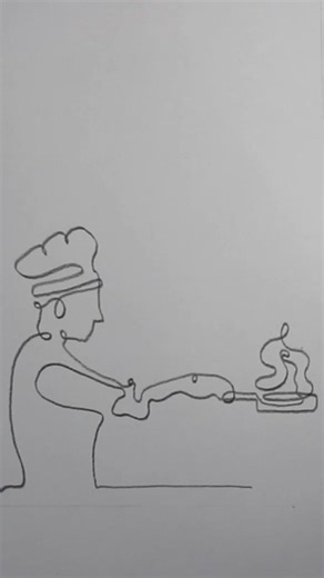 One Line Drawing: The Master Chef 👨‍🍳🔥 | Minimalist Kitchen Art.