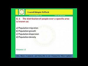 Geography of Population and Settlement | Model Exit Exam Questions for Geography Exit Exam