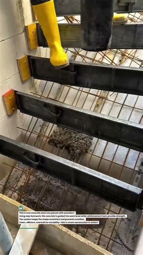 Smart Stair Concrete Pouring System! #construction #concrete #shorts #engineering