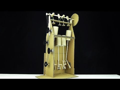 Diy cardboard engine four pistons engine motor machine toy