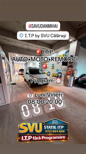 #ITPbySVU #Auto🚗 #Moto🏍️ #Remorci🚃 🚨 I.T.P. AUTO•MOTO•REMORCI 🚨 Program:⏰ 📅 Luni-Vineri: 08:00-20:00 📅 Sâmbătă: 08:00-14:00 ✅ I.T.P. FĂRĂ PROGRAMARE 📞 Telefon: 0721.884.888 🛖 Adresa: Str Dobrogei , 🚂Lânga calea ferată 🚂@Savu Dan