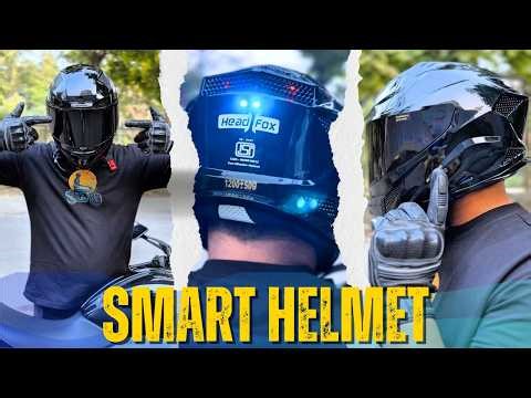This Helmet has inbuilt Bluetooth & Flashlight 🤯 Headfox Helmet