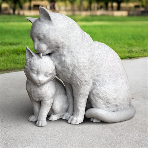 Concrete Mother Cat and Kitten Statue Loving Family Sculpture Tender Feline Figurine Garden Decor Outdoor Yard Ornament Cat Lover Gif - Etsy