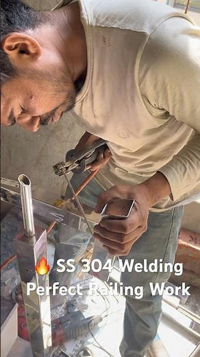 SS 304 Railing Welding 🔥 Perfect Stainless Steel Fabrication #shortsfunny