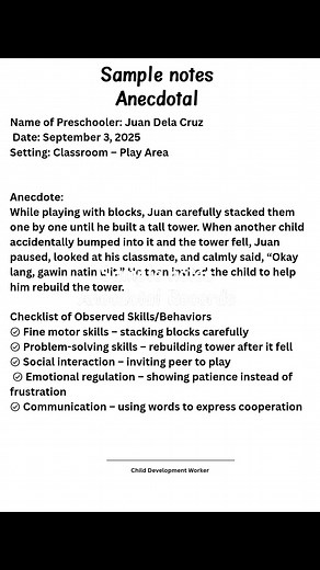 Sample notes Anecdotal records #fbviralpost2025シ #tulongparasacdw #eccdinternalassesstment #fbreelsfypシ゚viralシ #librengaktibidad #highlightseveryonefollowers2025 #cdwsupport #SUPPORTCDWs #dssdbacolod #proudCDW | 8Ma'am Viv22