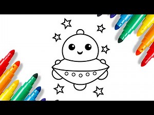 🛸 Coloring a Cute UFO | Fun Alien Spaceship Coloring Pages for Kids!