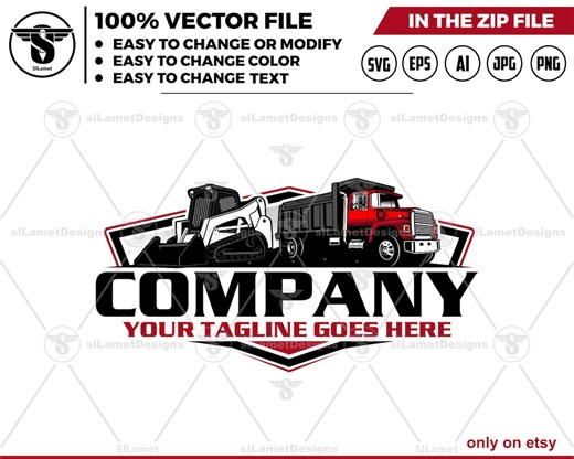 Dump Truck & Skid Steer Logo: Heavy Equipment SVG (digital Download) - Etsy