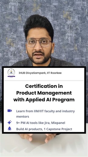Manav Gupta on Instagram: "🤖 iHub IIT AI Management Course. Get Salary In Lakhs 💸 The iHub-Data 6-month AI Predict Management course equips professionals with AI and machine learning skills for data-driven product strategy and management. 🔑 Key Points: * Applied AI skills for future-ready product management roles. * Integrate agent workflows and drive innovation using data strategies. * Hands-on tools and a capstone project for real-world experience. * Learn from IIT professors and industry e