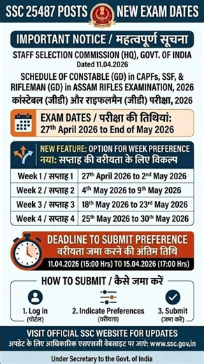 ​🚨 SSC GD 2026 Major Exam Changes! Choose Your Exam Week Now! 📅