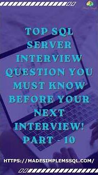 SQL Server Interview Questions Part - 10 | #sql #sqlserver #education | Made Simple MSSQL