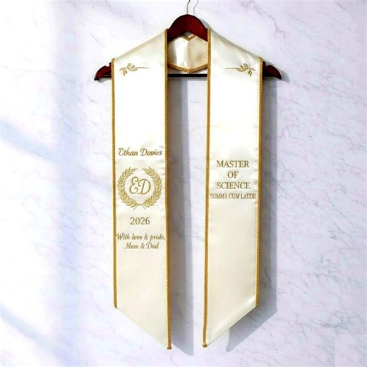 Personalized Satin Graduation Stole, Embroidered Name & Degree, Class of 2025/2026 - Etsy