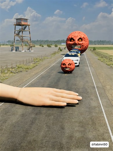 Small Cars Compete Against Giant Hand Slap