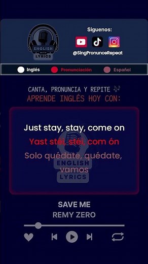 🎧 Canta y Aprende Inglés con Save Me | Remy Zero | Letra y Traducción