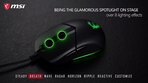 MSI Clutch GM11 Gaming Mouse, 5000 DPI, 10M Omron Switches, Optical Sensor, Symmetrical Ergonomic Design, RGB Mystic Light Compatible, PC/Mac