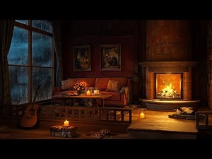 4K Cozy Country Cottage Ambiance 🌨️ Gentle Jazz, Rain & Fireplace Sounds to Relax, Study, Sleep