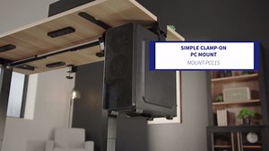 VIVO Adjustable Clamp-On Desk 3.5” to 7.8” Wide Office PC Mount, Computer Case CPU Holder with Swivel Action and Secure Locking, Black, MOUNT-PCC1S