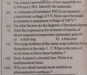 ii) The relative permeability of two materials are 0.999 and 1.... | Filo