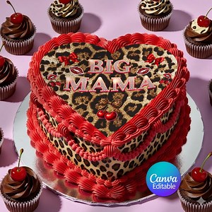 Heart Cake Topper Leopard Print Big Mama, Leopard Edible Cake Topper, Printable Big Mama Birthday Cake Topper, Leopard Cake Topper - Etsy Canada