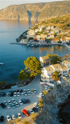 Drone views of Kefalonia's ancient Greek village, Assos