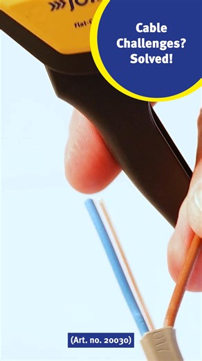 Strip flat cables clean and fast — meet the JOKARI FKZ Flat Cable Stripper. Designed for PVC-insulated flat cables up to 12 mm width (0.75–2.5 mm²) without needing adjustment. With its dual-action blade set that removes both the outer jacket and the inner conductors, an ergonomic handle, and a quick-change blade cassette system for maximum uptime. More info: https://jokari.de/en/products/detail/fkz-flat-cable-stripper | Jokari