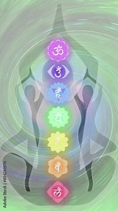 Chakras, Energy Centers Vertical Video, Meditation Visualization, Animation