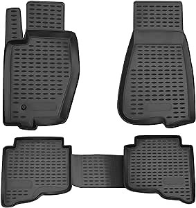 OMAC Floor Mats Fits Jeep Commander 2005-2010 Black | Front & 2nd Row Seat 3D Liner Set | All Weather Custom Fit Heavy Duty | Car SUV Automotive Accessories
