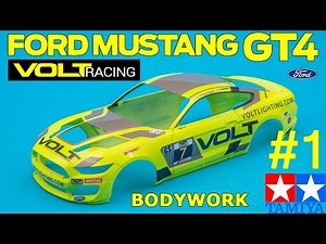 1/24 Ford Mustang GT4 Volt Racing. Bodywork. Tamiya 24354 #1