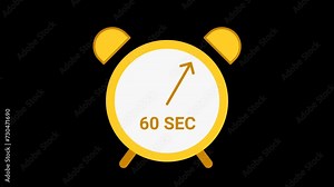 60 Second to 0 Timer Countdown Animation with transparent background Stock Video