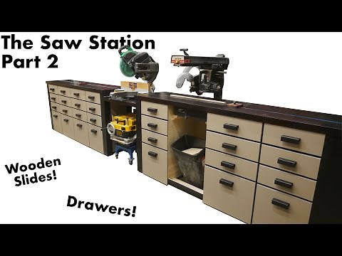 Making a Ton of Drawers (with Wooden Slides) to Complete My Miter & Radial Arm Saw Station