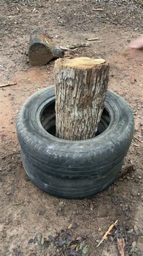 7.6K views · 38 reactions | The two-tire trick for safer wood splitting Smart and stable setup. #MidwestCraft #DIY #Wood | Farm Ideas | Facebook