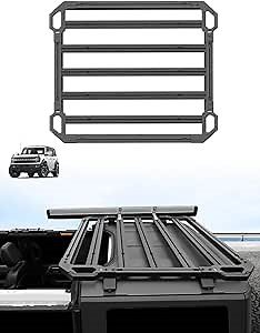 JROAD Bronco Hard top Platform Roof Rack, Rear Cargo Basket for 2021 2022 2023 2024 Ford Bronco Hardtop 4-Door (Exclude Bronco Sport) Bronco Half Short Luggage Rack Rooftop Storage Carrier Shelf