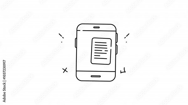 Black and white smartphone outline drawing suitable for technologyrelated designs, digital illustrations, web graphics, and mobile app concepts.